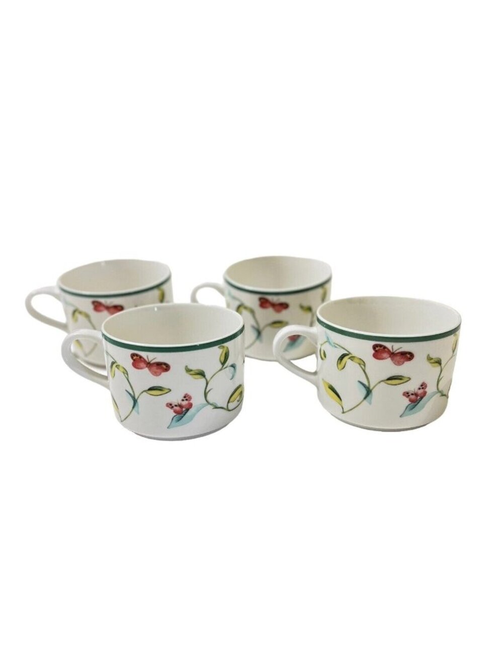 Martha Stewart Beautiful Butterfly Tea Cups Coffee Mugs New No Box Lot of 4